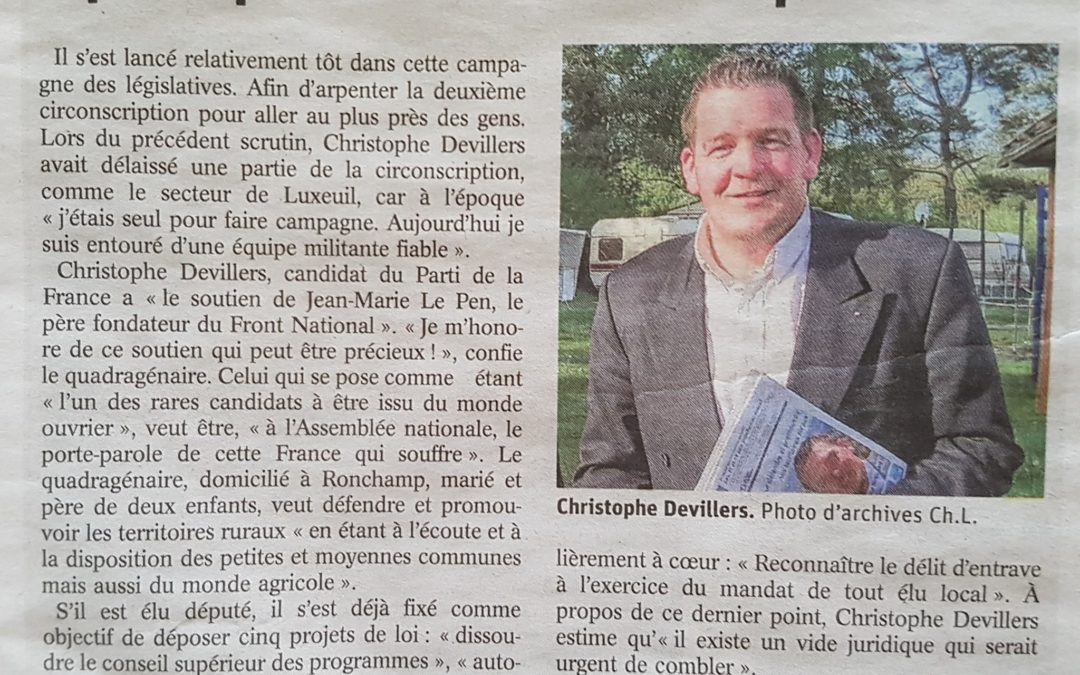 Christophe Devillers en campagne en Franche Comté