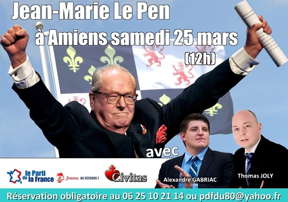 Jean-Marie Le Pen à Amiens samedi 25 mars : les réservations sont ouvertes !