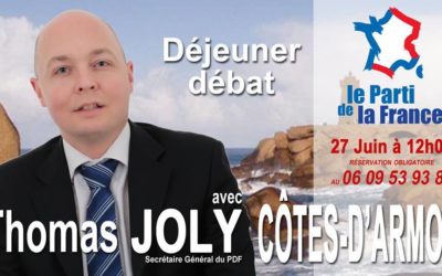 Rappel : Déjeuner-débat avec Thomas Joly dans les Côtes d’Armor le samedi 27 juin